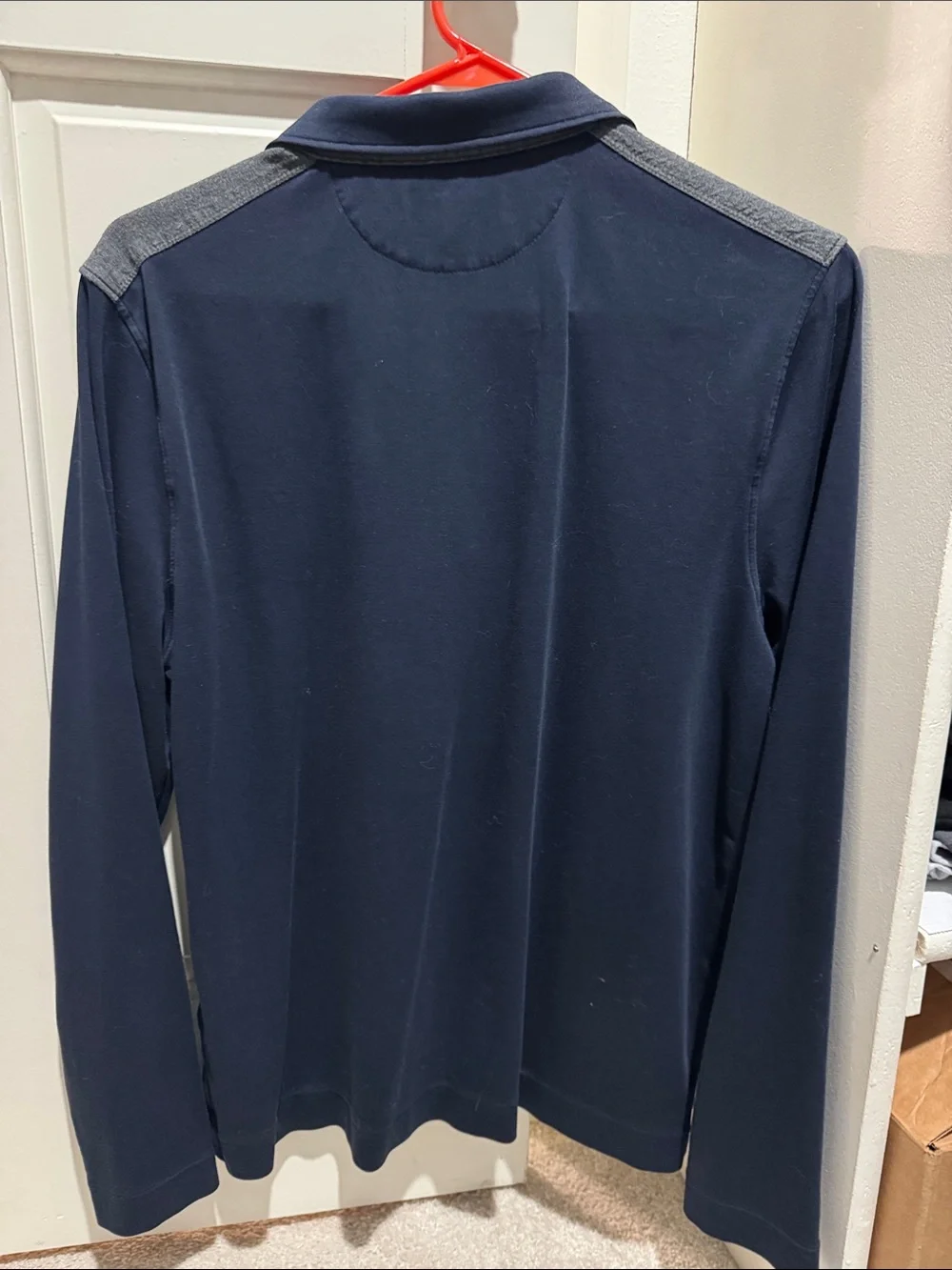Banana Republic Navy and Gray Long-Sleeve Half-Zip Pullover